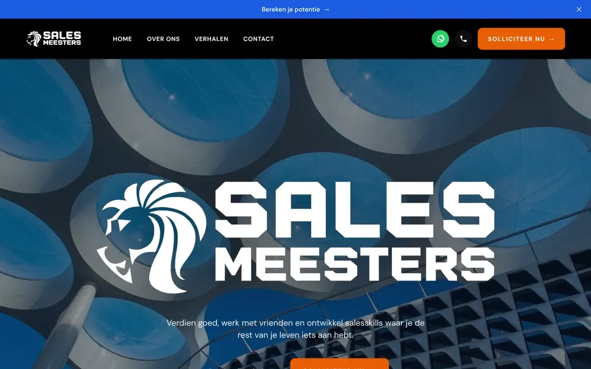 De homepage van Salesmeesters